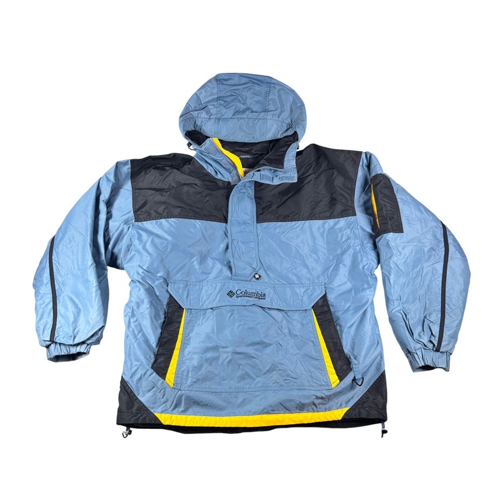 Vintage Columbia Sportswear Anorak Jacket Blue Black Yellow Mens Large Pullover